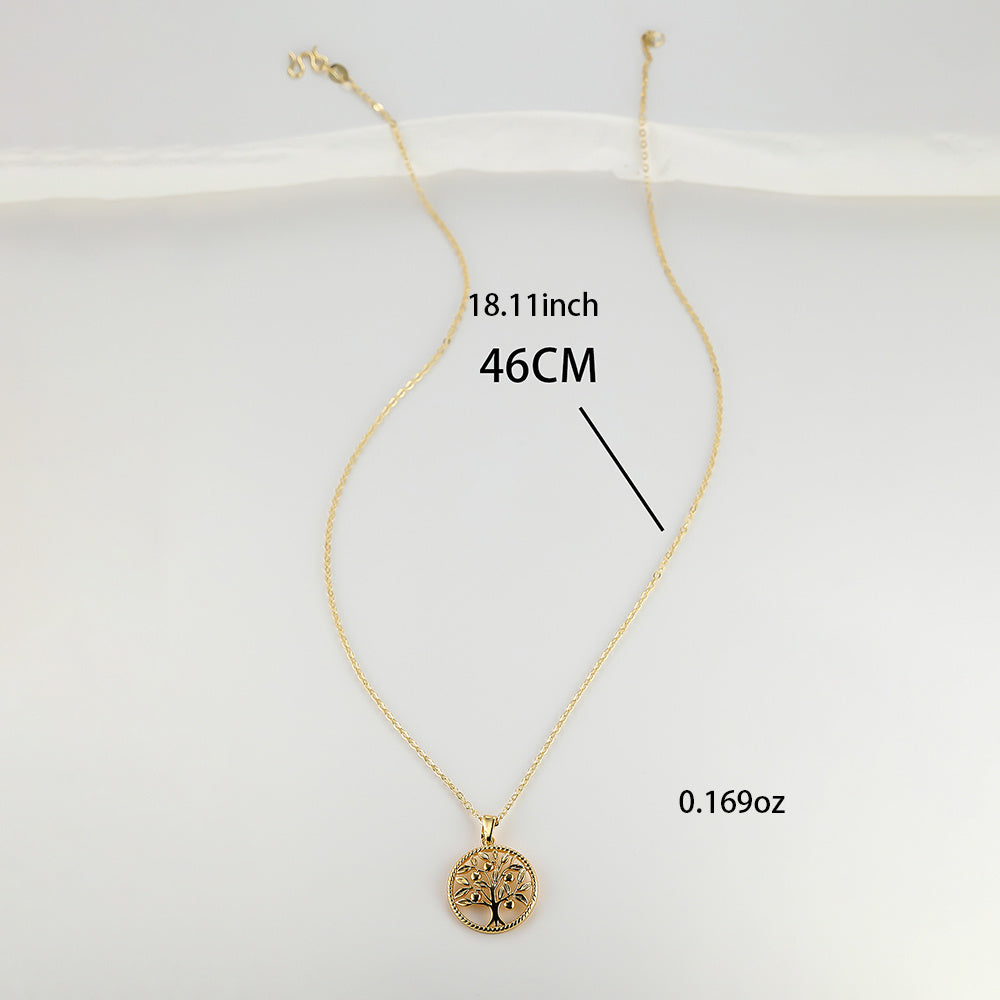 Luxury Life Of Tree Round Pendant Necklace Yellow Golden Color Chain Necklaces Charm Alloy Wedding Necklaces For Women