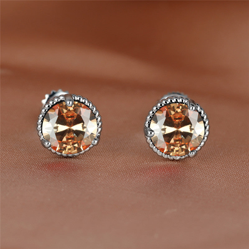 Trendy Retro Round Zircon Earrings - 18K Gold Plated Copper Jewelry - Perfect Gift for the Stylish Female