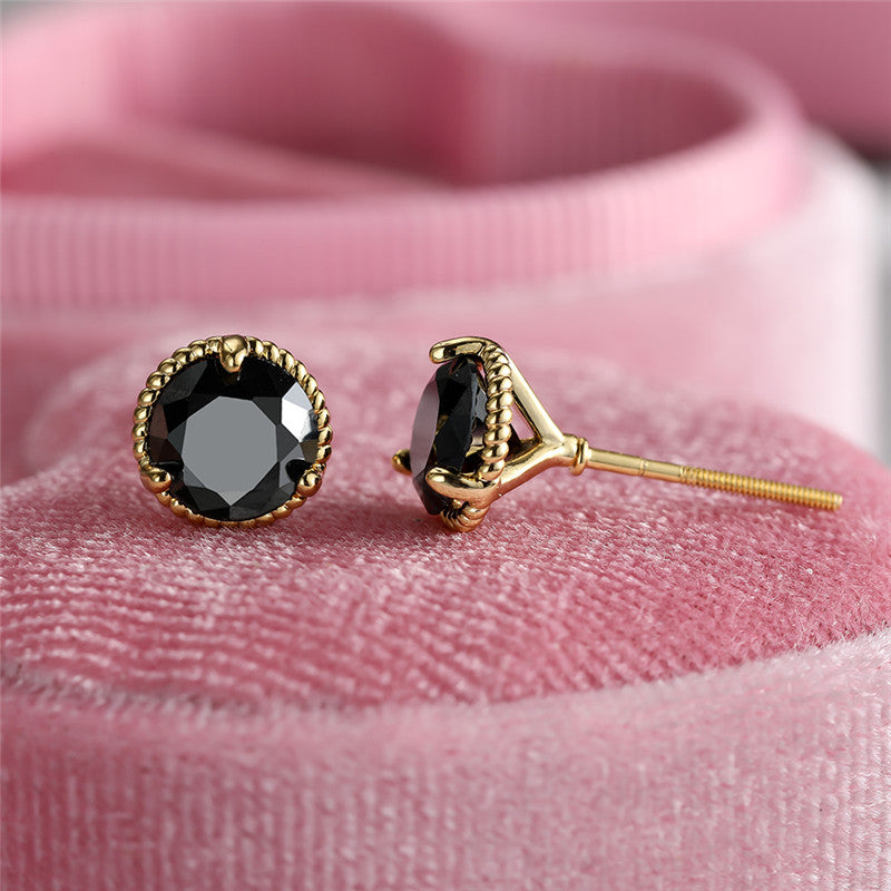 Trendy Retro Round Zircon Earrings - 18K Gold Plated Copper Jewelry - Perfect Gift for the Stylish Female