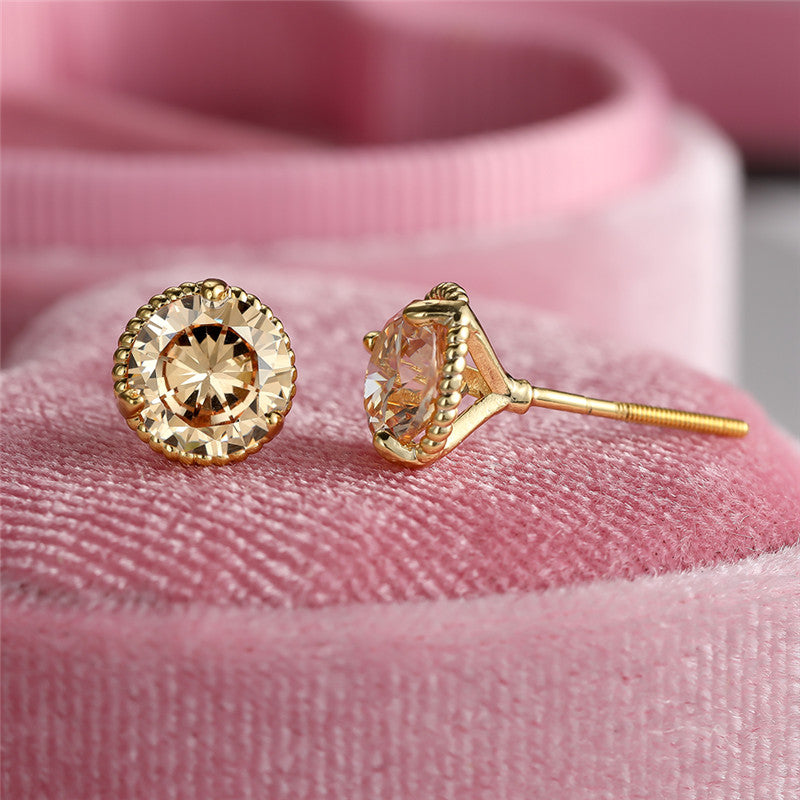 Trendy Retro Round Zircon Earrings - 18K Gold Plated Copper Jewelry - Perfect Gift for the Stylish Female