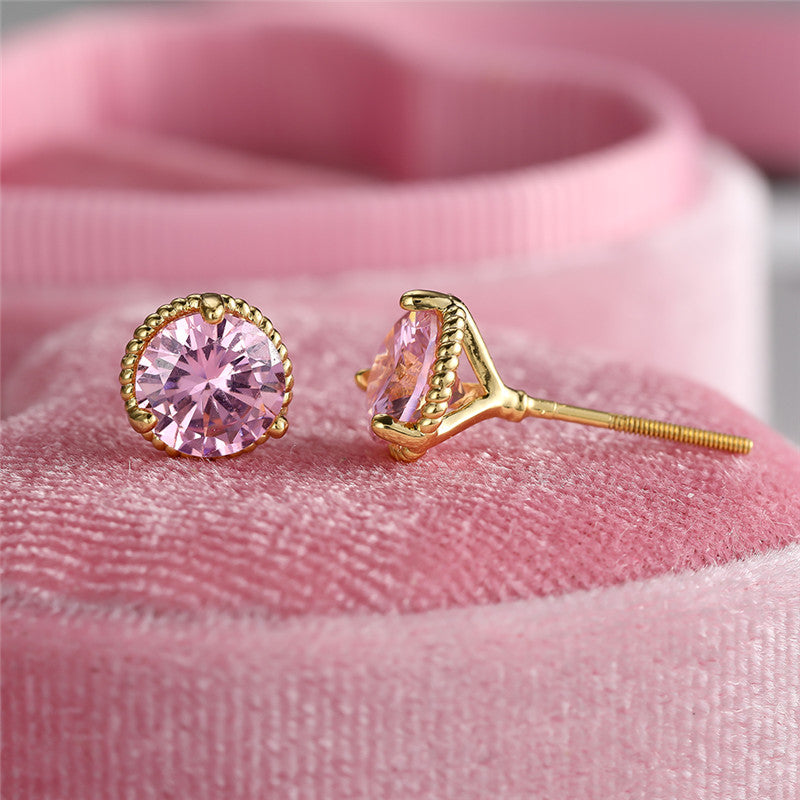 Trendy Retro Round Zircon Earrings - 18K Gold Plated Copper Jewelry - Perfect Gift for the Stylish Female