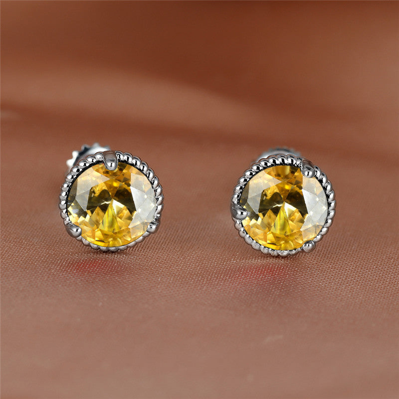 Trendy Retro Round Zircon Earrings - 18K Gold Plated Copper Jewelry - Perfect Gift for the Stylish Female