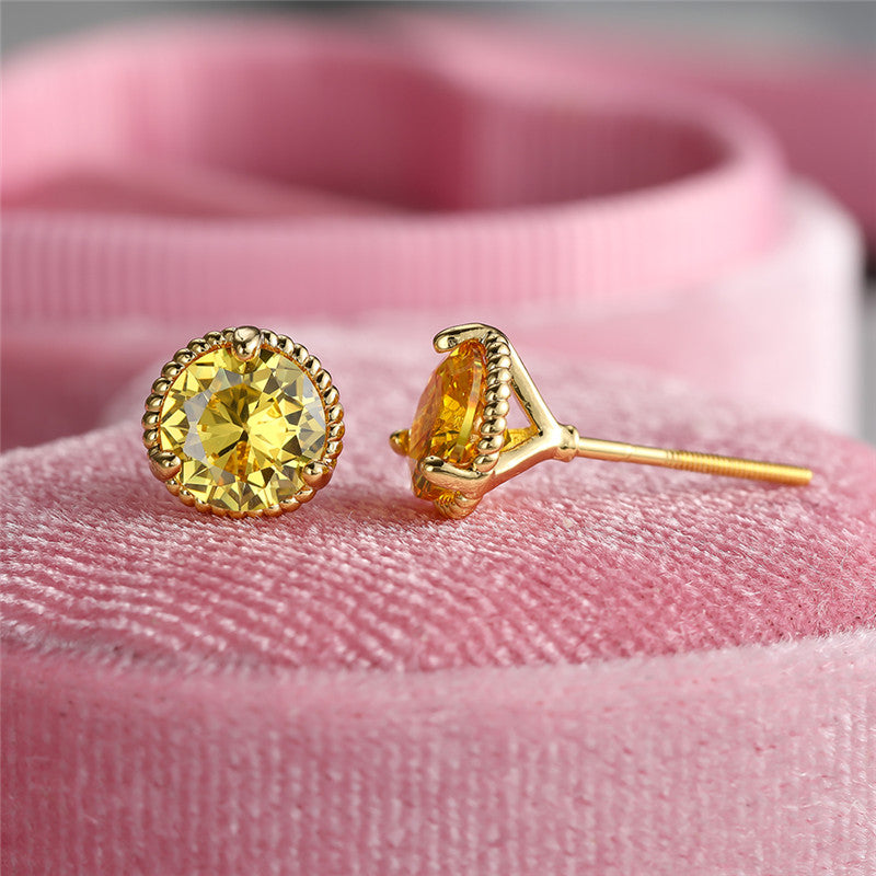 Trendy Retro Round Zircon Earrings - 18K Gold Plated Copper Jewelry - Perfect Gift for the Stylish Female