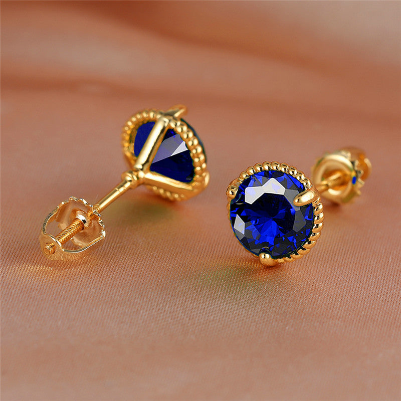 Trendy Retro Round Zircon Earrings - 18K Gold Plated Copper Jewelry - Perfect Gift for the Stylish Female