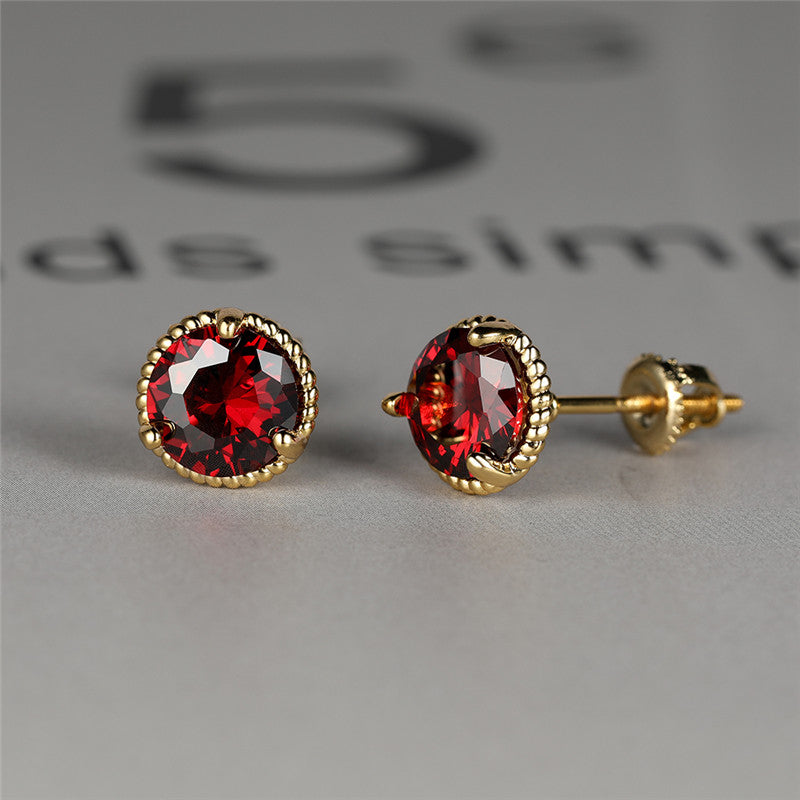 Trendy Retro Round Zircon Earrings - 18K Gold Plated Copper Jewelry - Perfect Gift for the Stylish Female