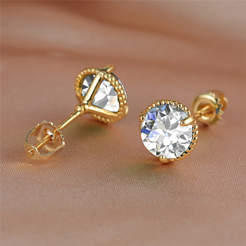 Trendy Retro Round Zircon Earrings - 18K Gold Plated Copper Jewelry - Perfect Gift for the Stylish Female