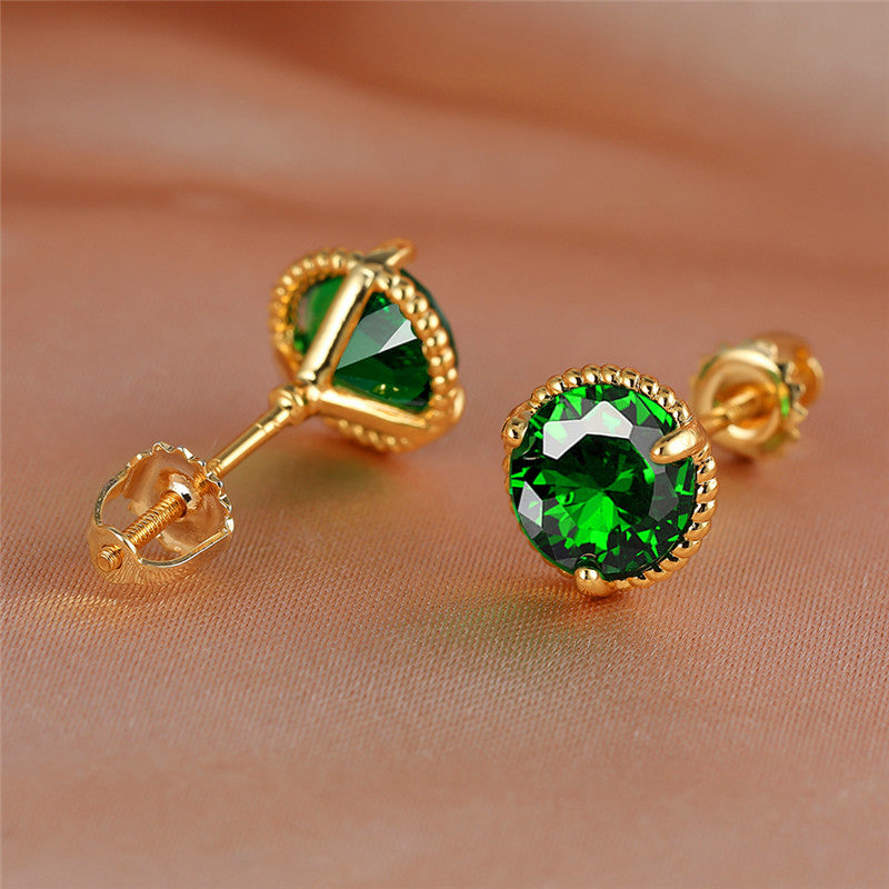 Trendy Retro Round Zircon Earrings - 18K Gold Plated Copper Jewelry - Perfect Gift for the Stylish Female