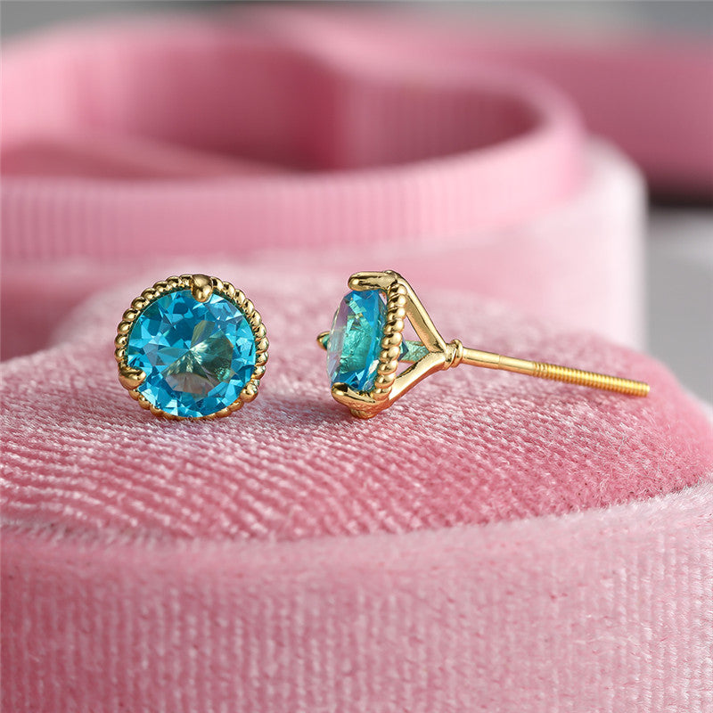 Trendy Retro Round Zircon Earrings - 18K Gold Plated Copper Jewelry - Perfect Gift for the Stylish Female