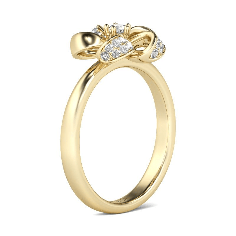 Hollow Flower Finger Ring Inlaid Shiny Zircon Elegant Luxury Finger Ring