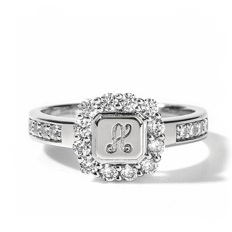 Luxury Square Shape Finger Ring Inlaid Shiny Zircon 14K Gold Plated Alloy Finger Ring