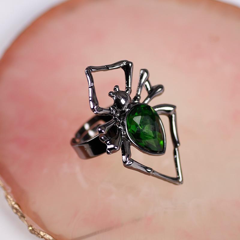 1pc Halloween Funny Ring Spider Design Set Crystal Ring For Men