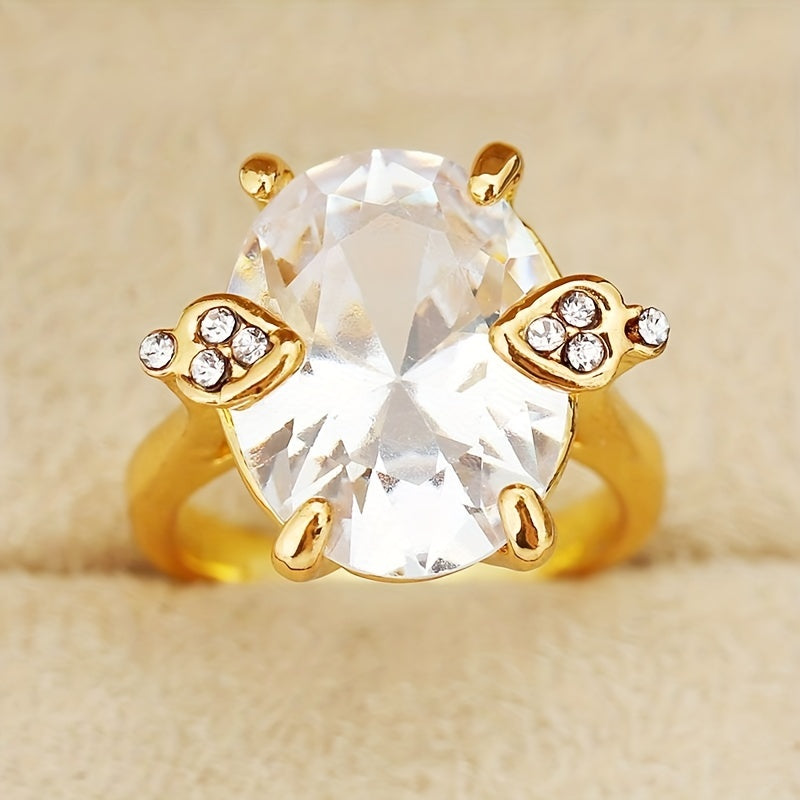 Cocktail Statement Ring Inlaid Oval Cut Zircon Boho Style Luxury Jewelry For Women Girl Gift
