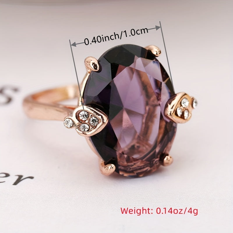 Cocktail Statement Ring Inlaid Oval Cut Zircon Boho Style Luxury Jewelry For Women Girl Gift