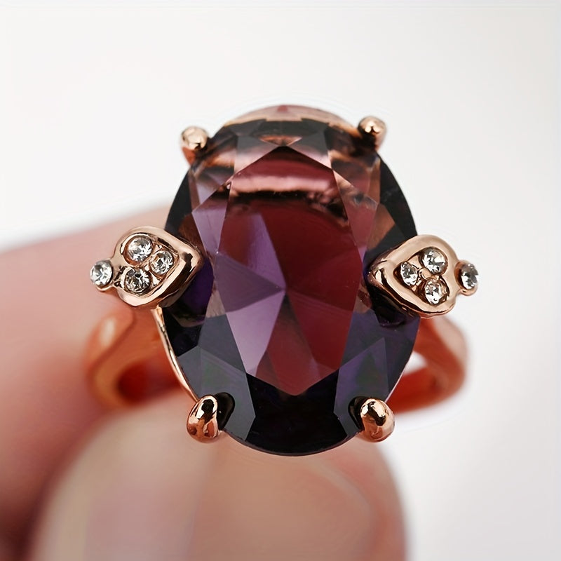 Cocktail Statement Ring Inlaid Oval Cut Zircon Boho Style Luxury Jewelry For Women Girl Gift
