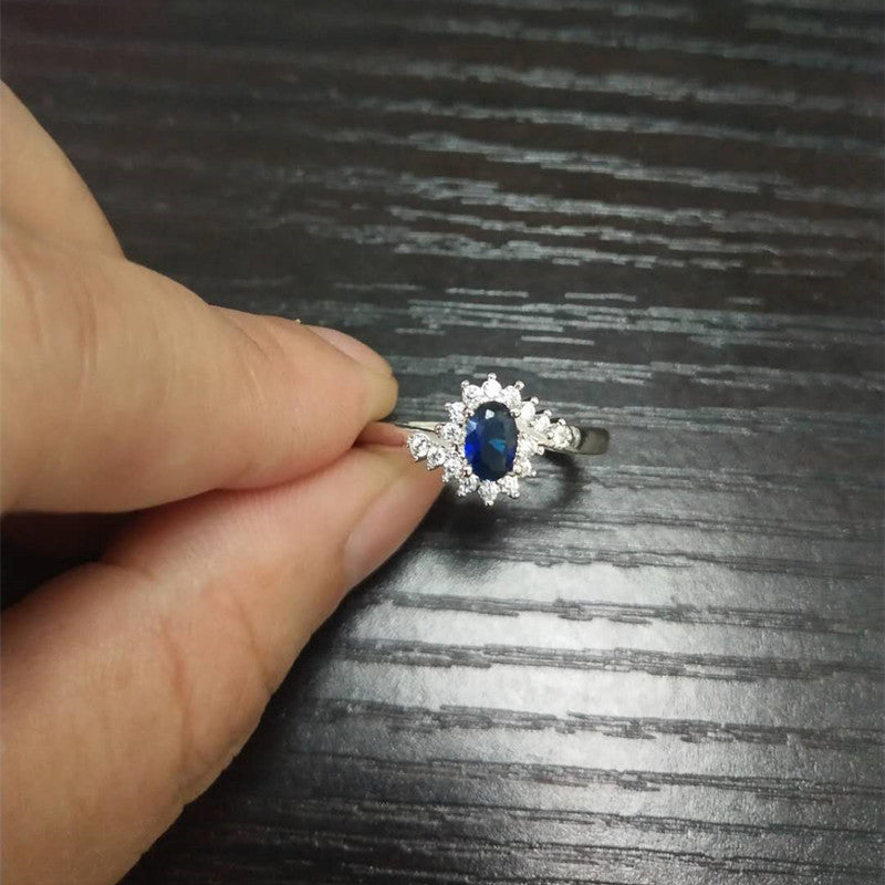 Luxury Bling Flower Finger Ring Inlaid Shiny Zircon Preppy Jewelry For Teen Girls