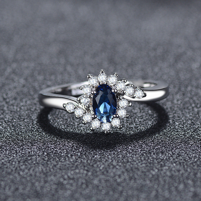 Luxury Bling Flower Finger Ring Inlaid Shiny Zircon Preppy Jewelry For Teen Girls