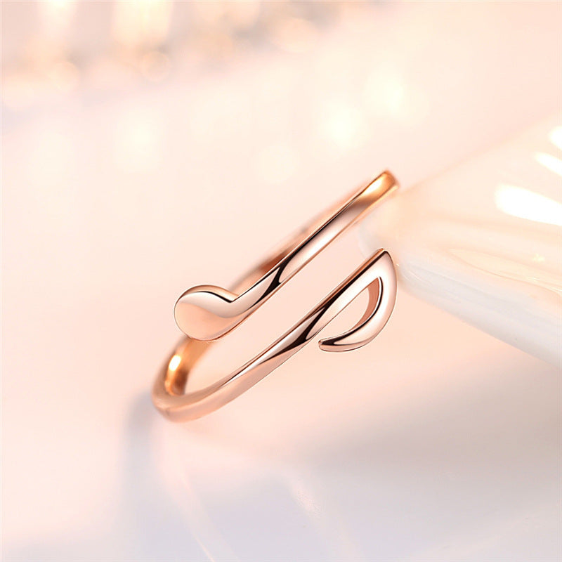 Music Note Ring Women's Adjustable Opening Copper Finger Ring