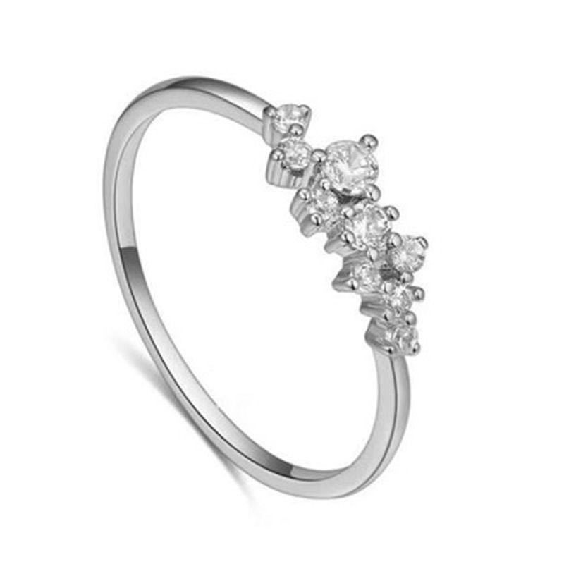 Simple Narrow Ring Inlaid Shining Zircon 14k Gold Plated Cute Decor For Daily Outfits Dainty Party Accessory For Female