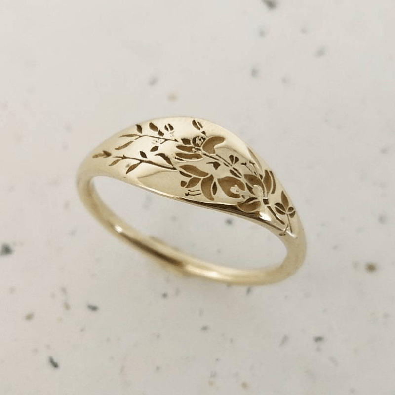 Vintage Flower Ring Silver Plated Carved Flower Simple Decor For Daily Outfits Women's Promise Ring