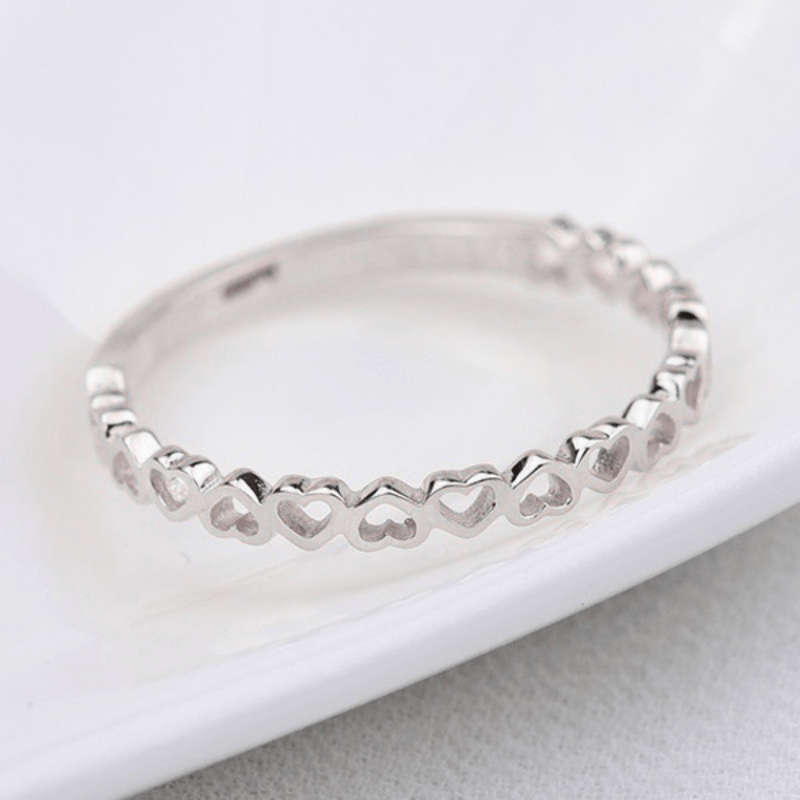 Cute Heart To Heart Ring Silver Plated Indispensable Decor For Sweet Girls Showing Off Personality Match Daily Outfits Lovely Chrismas Birthday Gift For Female