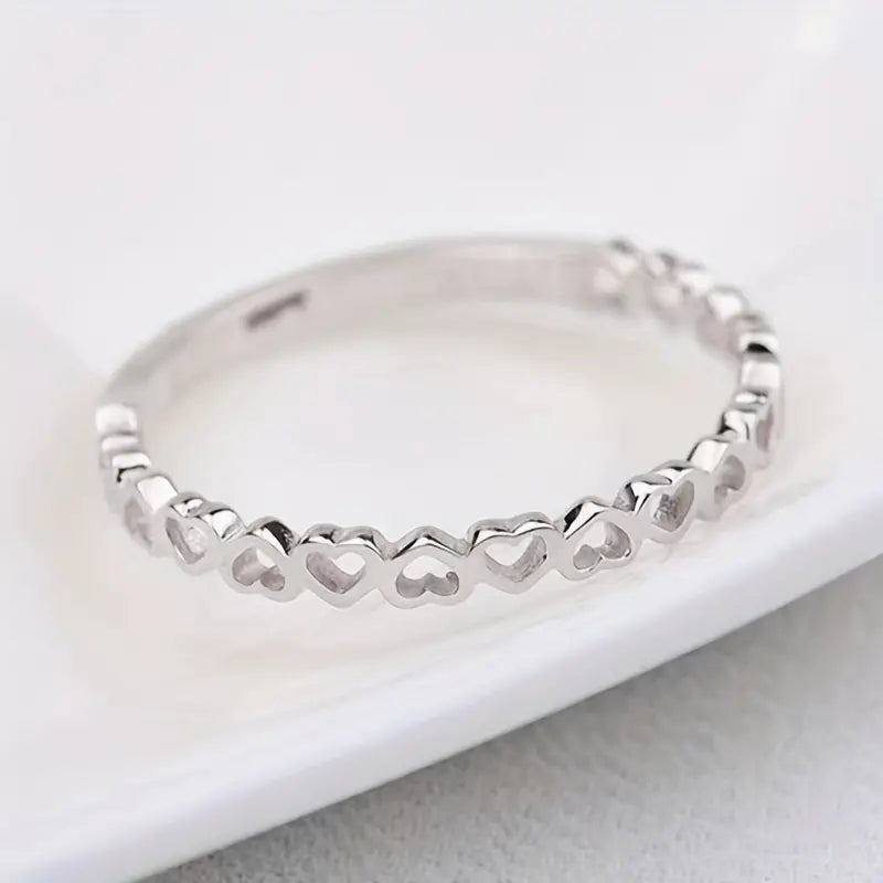 Cute Heart To Heart Ring Silver Plated Indispensable Decor For Sweet Girls Showing Off Personality Match Daily Outfits Lovely Chrismas Birthday Gift For Female
