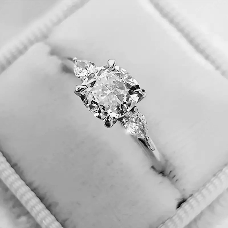 Classic Promise Ring Silver Plated Inlaid Square Zircon Elegant Engagement Wedding Jewelry For Bride Evening Party Decor