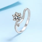 925 Silver Moissanite Classic 6-Prong Ring, Wedding Engagement Party Birthday Gift With Moissanite Certificate & Packaging Box Fashion