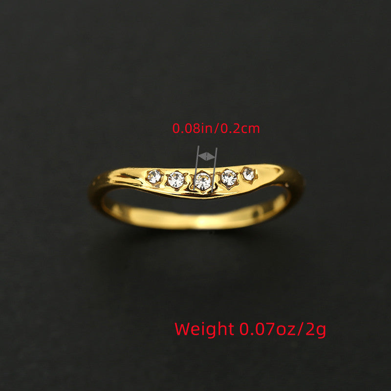 Fashion 14k Gold Plated Ring Inlaid Shining Zircons Cute Jewelry For Female Daily Decor Party Accessory