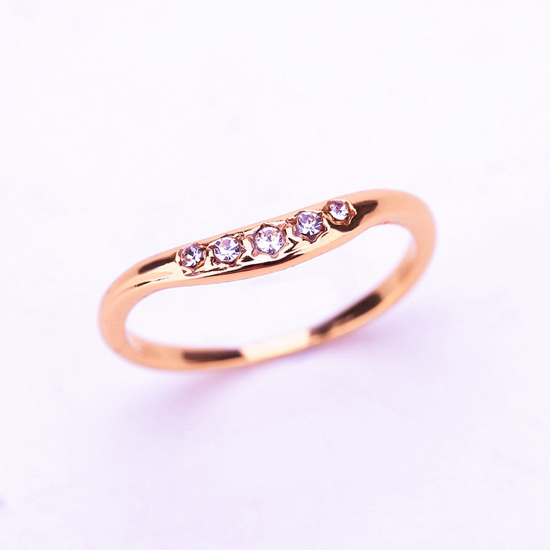 Fashion 14k Gold Plated Ring Inlaid Shining Zircons Cute Jewelry For Female Daily Decor Party Accessory