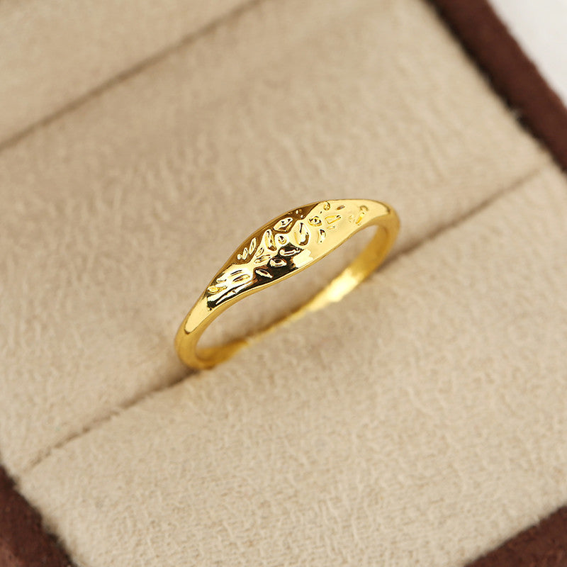 Flower Textured Ring 14k Gold Plated Wedding Ring Jewelry Gift Cute Simple Style Daily Work And Study Scenes
