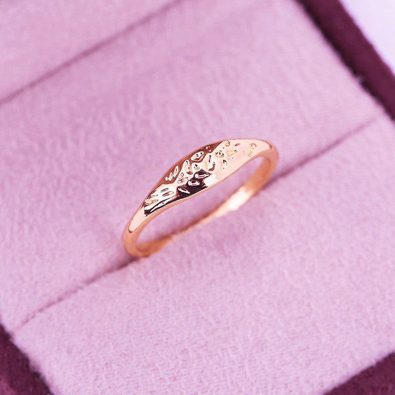 Flower Textured Ring 14k Gold Plated Wedding Ring Jewelry Gift Cute Simple Style Daily Work And Study Scenes