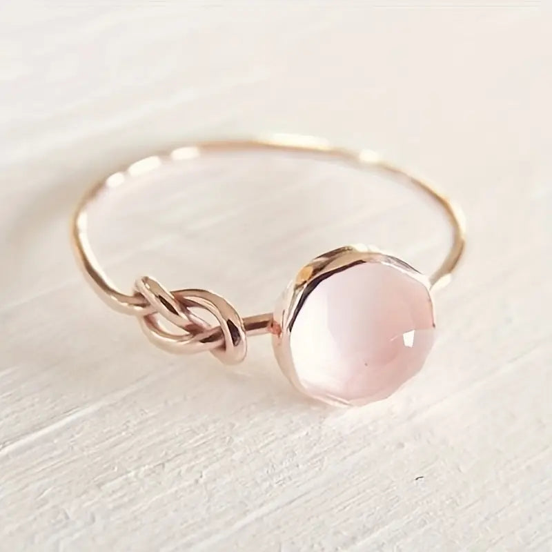 Light Pink Zircon Ring Silver Plated Simple Cute Style Suitable For Casual Dating
