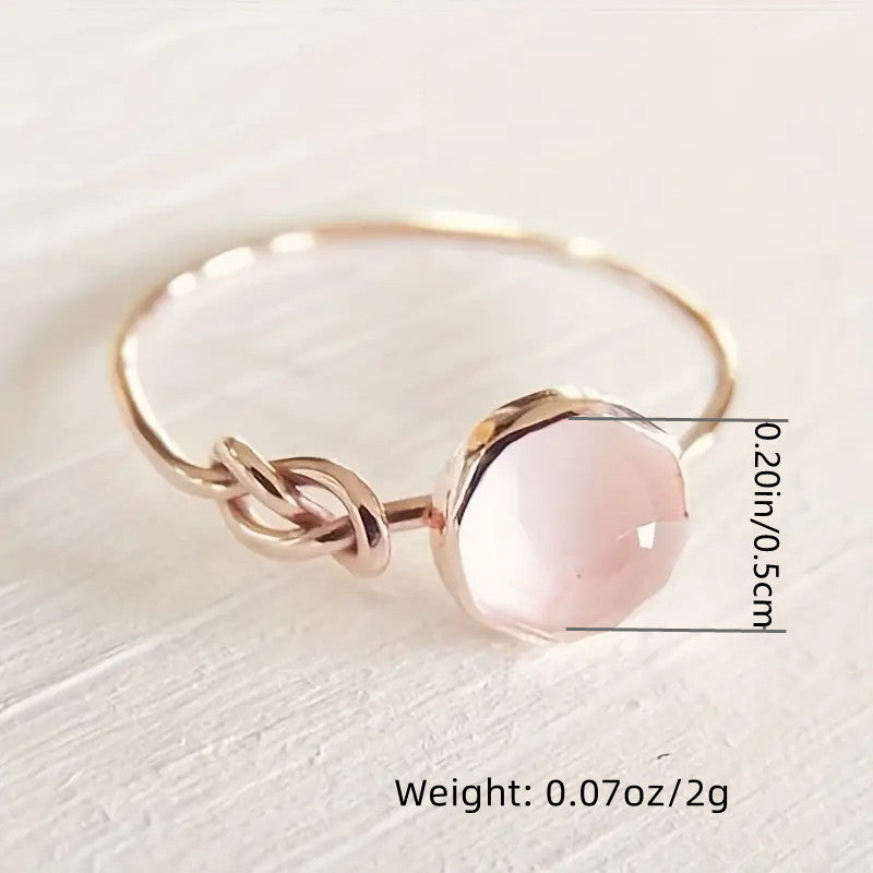 Light Pink Zircon Ring Silver Plated Simple Cute Style Suitable For Casual Dating