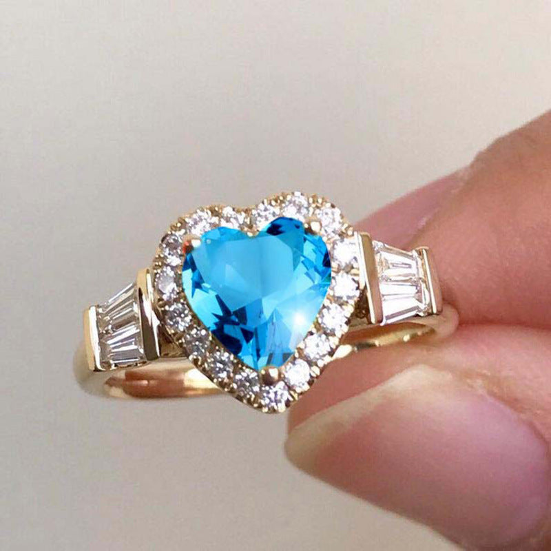 Cute Luxury Heart Ring Inlaid Sparkling Zircon Silver Plated Engagement Wedding Ring Suitable For Evening Party Cocktail Party