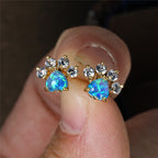 18K Gold Plated Cute Animal Paw Design Earrings with Shiny Zircon Opal Decor - Y2K Style Jewelry for Daily Casual Wear