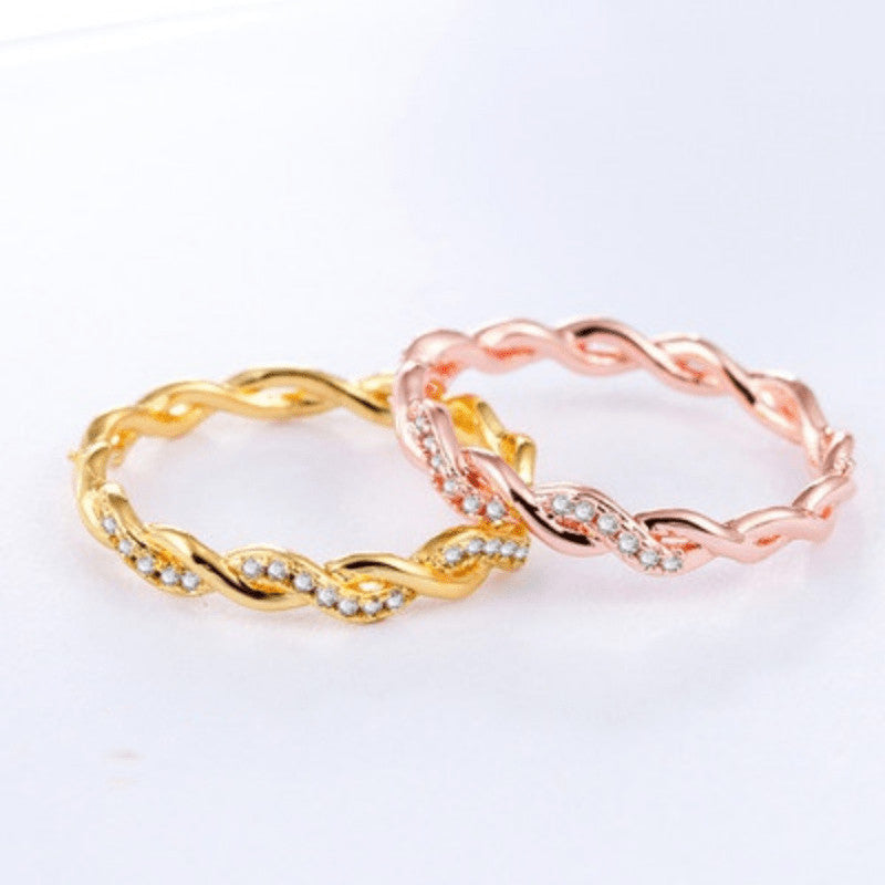 2pcs Sparkling Twisted Ring Set Inlaid Zircon Silver Plated Summer Vacation Decor For Female Simple Jewelry For Daily And Party Decor