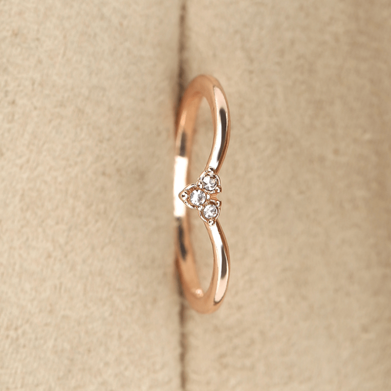 Simple Band Ring Inlaid Shining Zircon Cute Decor For Daily Outfits Match Various Occassion Perfect Birthday Gift For Girls
