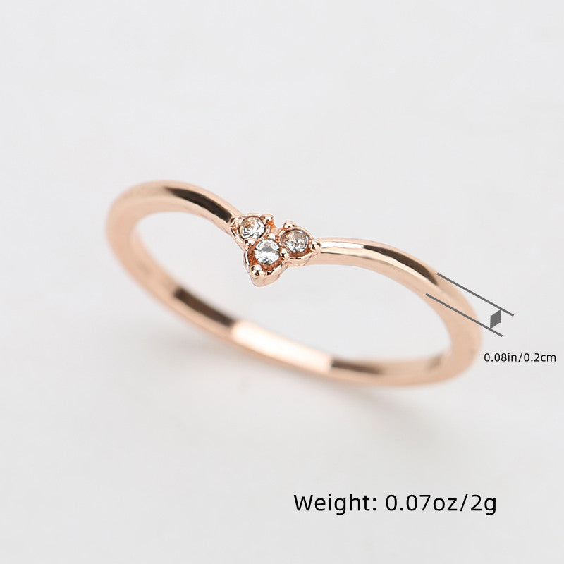 Simple Band Ring Inlaid Shining Zircon Cute Decor For Daily Outfits Match Various Occassion Perfect Birthday Gift For Girls