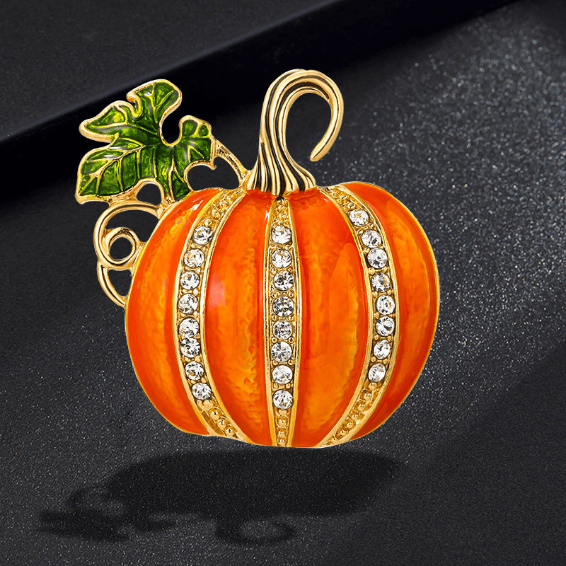 Halloween Rhinestone Pumpkin Brooch Badge Pin Jewelry Corsage Clothing Backpack Accessories LJH18