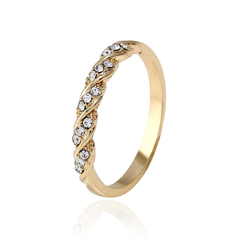 Kpop Style Thead Ring 14k Gold Plated Inlaid Shining Zircon Match Daily Outfits Dainty Party Accessory Multi Colors To Choose