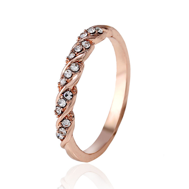 Kpop Style Thead Ring 14k Gold Plated Inlaid Shining Zircon Match Daily Outfits Dainty Party Accessory Multi Colors To Choose