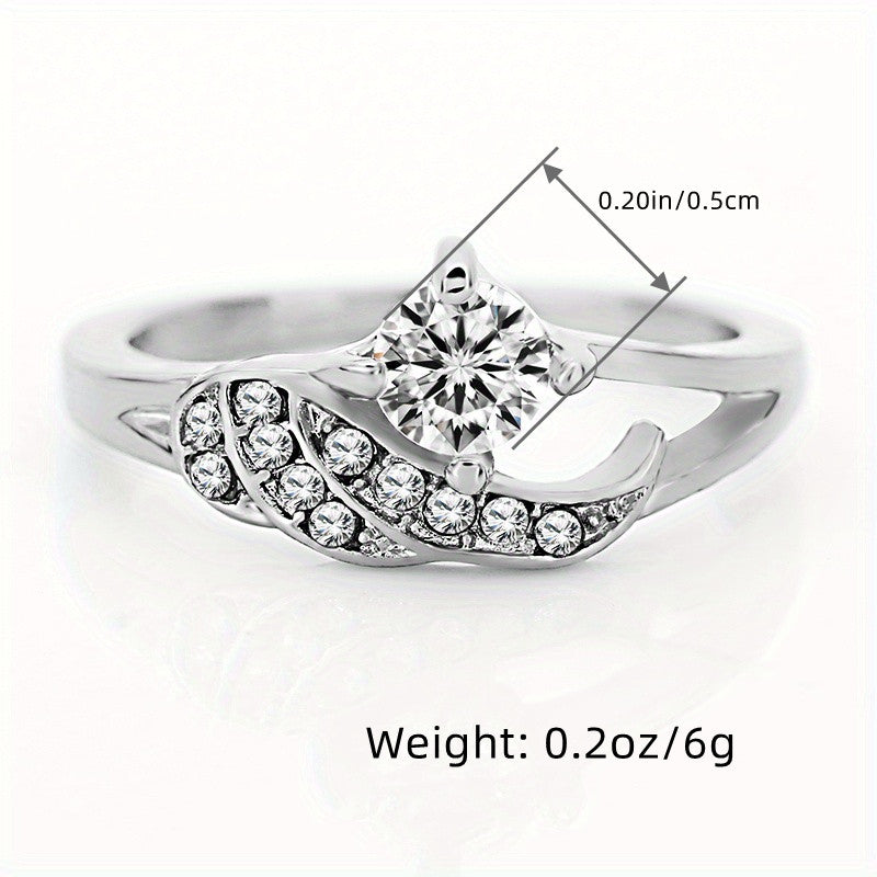 3pcs Elegant Ring Set 14k Gold Plated Inlaid Shining Zircons Engagement Wedding Jewelry For Female Party Accessories