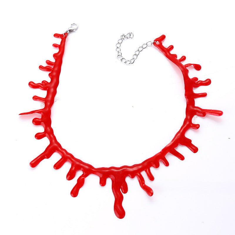 1pc, Halloween Decoration, Horror Blood Drip Necklace, Fake Blood Vampire Fancy Joker Choker Costume Necklaces Party Accessories, Halloween Supplies, Horror Decor