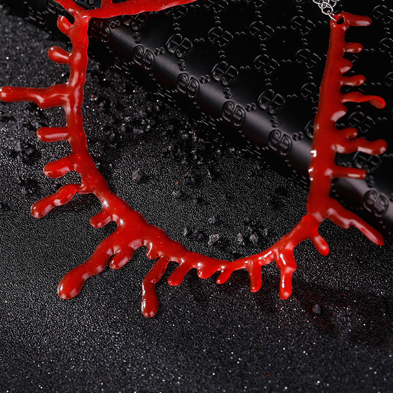 1pc, Halloween Decoration, Horror Blood Drip Necklace, Fake Blood Vampire Fancy Joker Choker Costume Necklaces Party Accessories, Halloween Supplies, Horror Decor