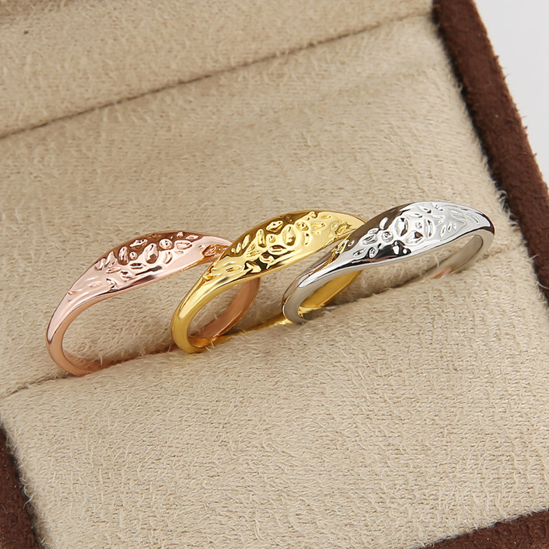 3pcs Stacking Rings 14k Gold Plated Carved Flower Match Daily Outfits Dainty Party Accessories Sweet Gift For Girls