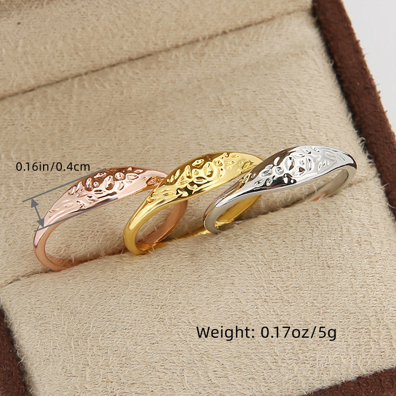 3pcs Stacking Rings 14k Gold Plated Carved Flower Match Daily Outfits Dainty Party Accessories Sweet Gift For Girls