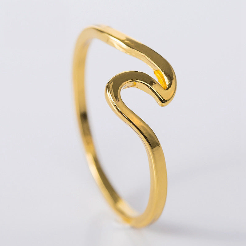 3pcs Simple Ring Set 14k Gold Plated Cute Wave Ring For Female Mix And Match For Daily And Party Outfits Sweet Gift For Girls