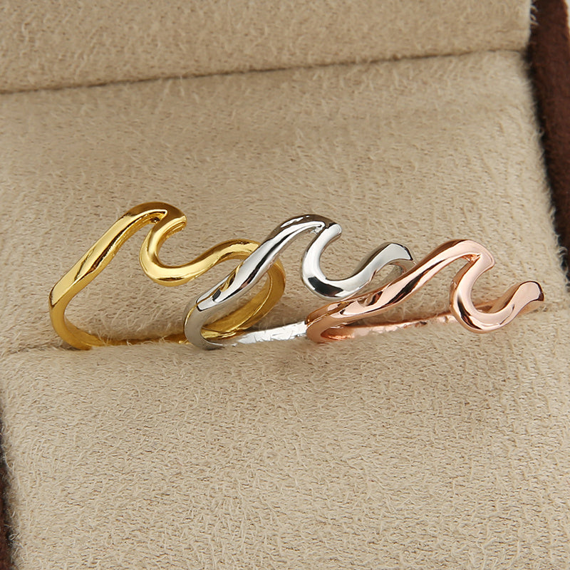 3pcs Simple Ring Set 14k Gold Plated Cute Wave Ring For Female Mix And Match For Daily And Party Outfits Sweet Gift For Girls