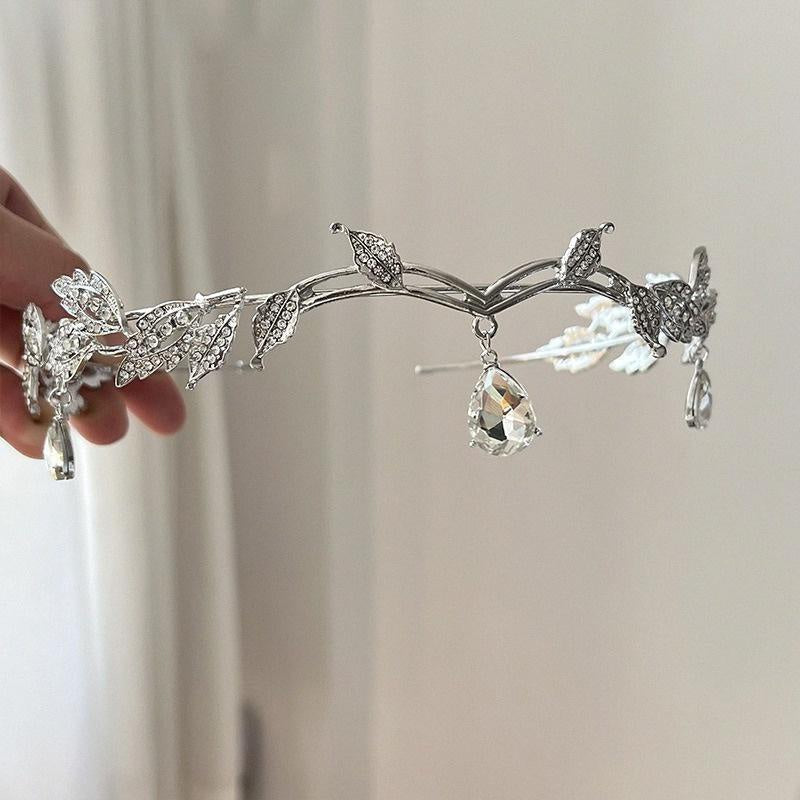 Wedding Hair Tiara Crystal Bridal Tiara Crown Silver Color Diadem Veil Tiaras Wedding Hair Accessories Headpieces Head Jewelry Hair Accessories For Women Girls
