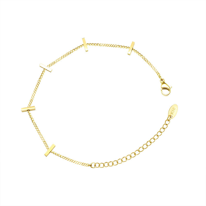 Small long bamboo strip pendant shows thin titanium steel 18K gold plated